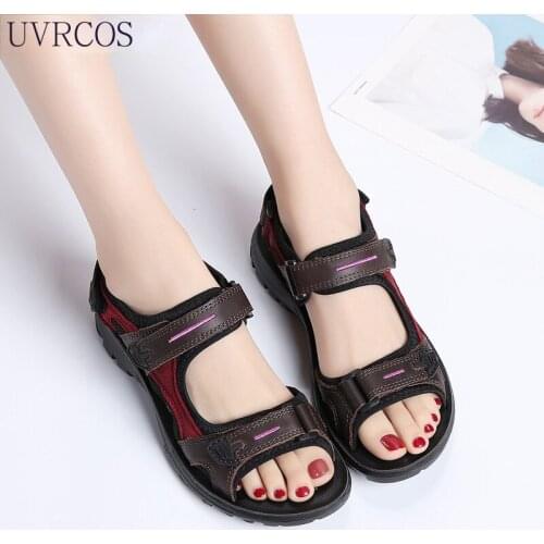 Summer Sandals Genuine Leather Outdoor Hiking Shoes Women Beach Slides Breathable Non-slip Sneakers Woman Female Trekking Shoes