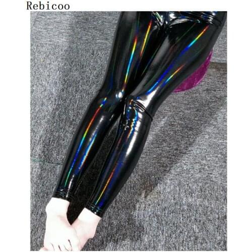 Sexy PU Patent Leather Pants Shiny Leather Pencil Pants Women Black Latex Girls Slim Skinny Trousers Female Soft Warm Legging