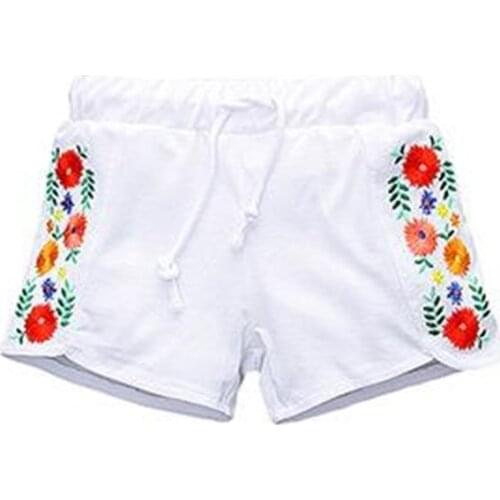 Little Maven New Summer Brand Children Lovely Embroidery FlowersQuality Cotton Knitted Girls Casual Elastic Waist Shorts