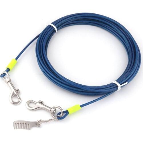 Strong Dog Leash Lead Blue Pet Tie Out Cable for Dogs Up to 70 LBS 25 Feet pet Drag Leash Rope Outdoor Camping Collar Hardware