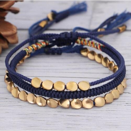 Tibetan Buddhist Braided Handmade Copper Beads Bracelet Lucky Rope Bracelet Bangles Women Thread Set Bracelets Wholesale QX-06