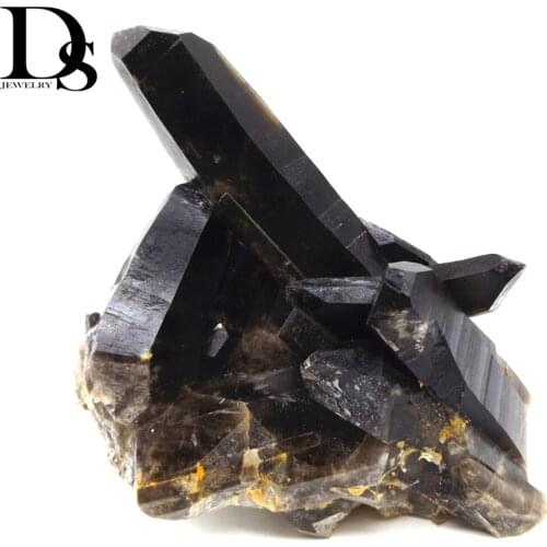 Top! 120-130g Natural Beautiful Black Quartz Crystal Cluster Rough HealingTopaz Lemurian Seed Prism Charms