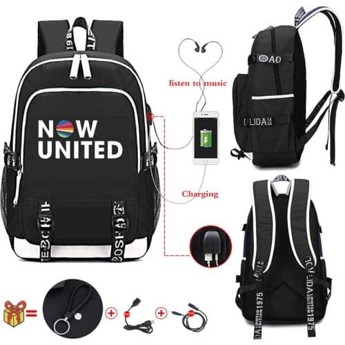 USB Charing Mochila Now United Backpacks Women High Quality UN Team Children School Bags Teenager Girls Notebook Travel Rucksack