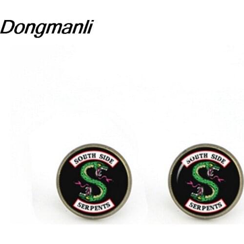 DMLSKY Southside Serpents Stud Earrings Enamel earrings for women girls kids charming Glass Dome Earring
