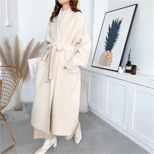 New Women Knit Cardigan Jacket Female Wild Mid-length Loose And Thick Long Sweater Outerwear