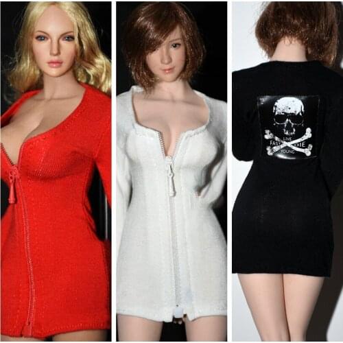 1/6 Scale Female Red/White/Black Sexy Tight Short Dress For 12" Action Figure Body Clothes Accessories