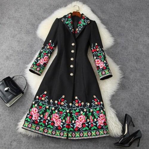 Retro 2021 new embroidered coats Woolen coat thickened warm long coat fashion Retro Chinese Style Women Clothing Winter Jacket