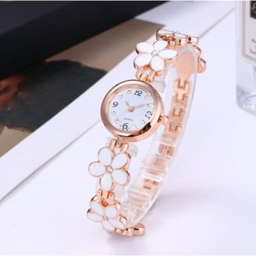 1PC Bracelet Watch Flower Strap Wristwatch Dress Elegance Quartz Watch for Women Gift Watch New Luxury Casual Fashion