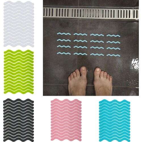 12/24pcs Safety Strips Bathtub Anti Slip Strips S Shaped Solid Color Shower Stickers Bathroom Anti Slip Strip Tape Self-Adhesive