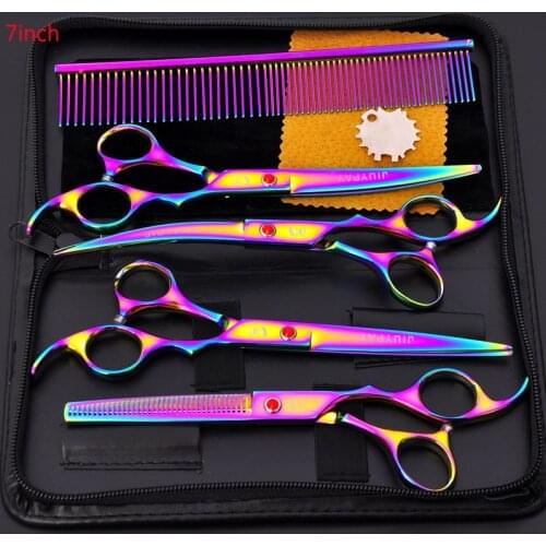 5pcs Stainless Steel Pet Dogs Grooming Scissors Cat Hair Thinning Shear Sharp Edge Scissors For Dogs Animal Barber Cutting Tool