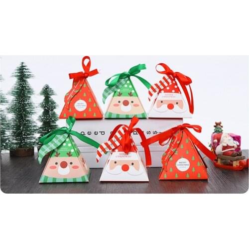 5pcs Christmas Candy Box Bag Christmas Tree Gift Box With Bells Paper Box Gift Bag Container Supplies Navidad Party Supplies