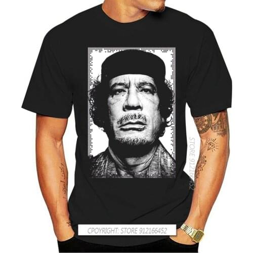 T Shirt Gaddafi Libyan Dictator Portrait Men T-Shirt Pure Cotton Tshirt Men Summer Fashion T-Shirt Euro Size