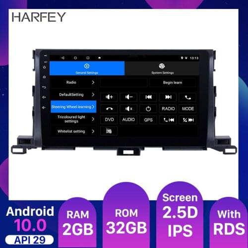 Harfey Android 10.0 Quad core 2din car radio 10.1inch HD car Multimedia Player GPS for 2015 Toyota Highlander with DAB