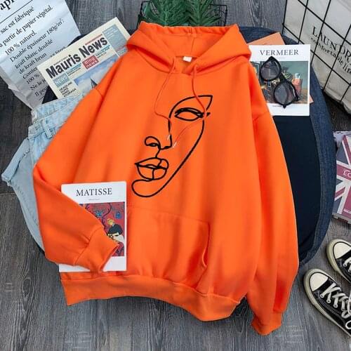 Cute Comic Art Face Comic Printed Women Hoody 2021 Vintage Harajuku Hooded Hip Hop Fashion Hoodies Comfort Fleece Woman Hoodie