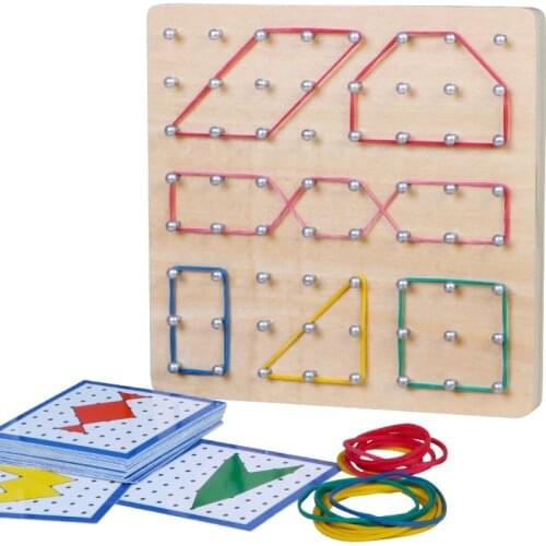 Montessori Toys Kids Creative Graphics Rubber Tie Nail Boards Children Educational Wooden Toys Preschool Brinquedos Juguetes