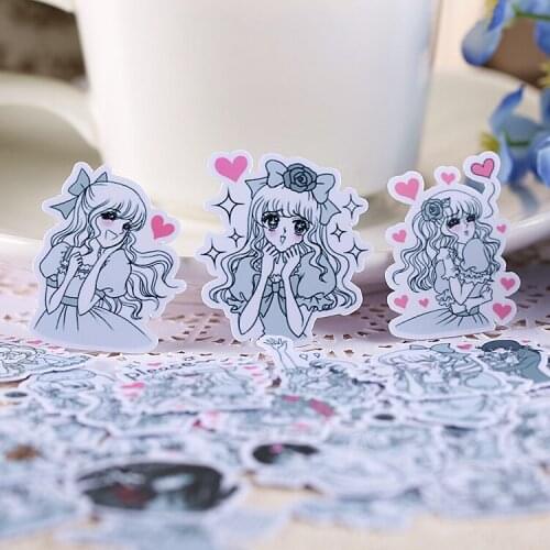 Kawaii Cartoon Beautiful Girl Scrapbooking Sticker Pack for Crafts DIY Photo Albums Water Bottle Decals Gift for Girls Kids