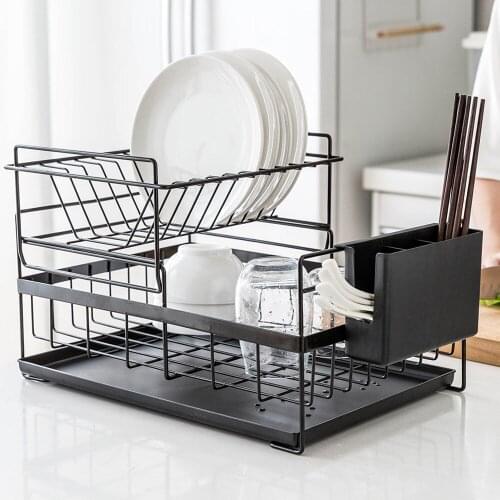 Kitchen dish Drainer rack Storage Organizer Dish Drying Rack Metal Sink Tray for Plates Bowl Cup Tableware Shelf Basket mx928945