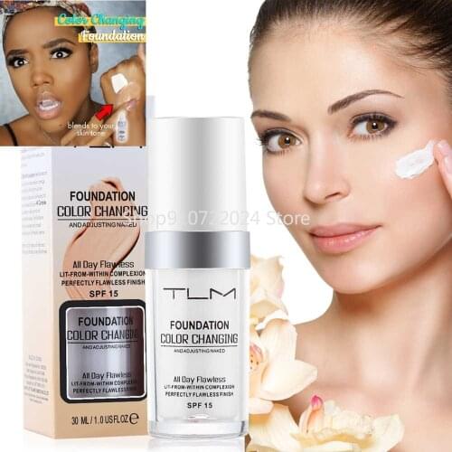 Color Changing Foundation Make Up Cover Primer Base MakeUp Sunblock SPF 15 Natural Color Brightening Moisturizing 30ml