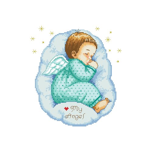 Cross stitch Handmade 14CT Counted Canvas DIY,Cross-stitch kits,Embroidery - Sleeping angel baby (male) 28-30