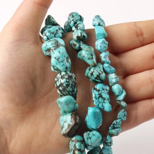Natural Stone Irregular Blue Turquoises Nugget Spacer Beads for Jewelry Making Handmade Diy Bracelet Necklace Accessories 15