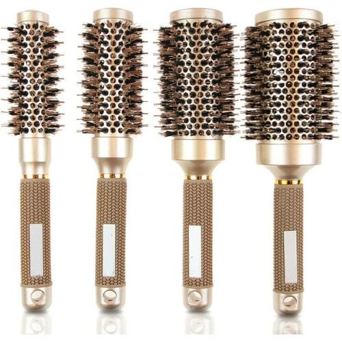 4Size New Hair Brush Nano Hairbrush Thermal Ceramic Ion Round Barrel Comb Hairdressing Hair Salon Styling Drying Curling