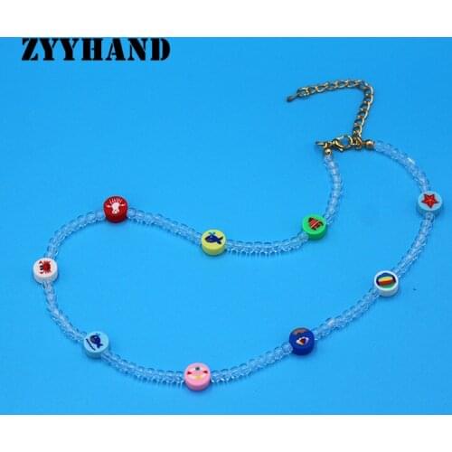 Transparent Small Rice Beads Woemn Necklace Butterfly Sea Animals Heart Flower Cat Claw Girl Necklace Jewelry