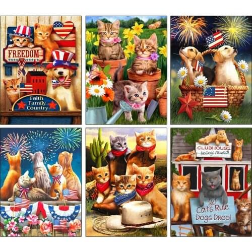 PDMDOG DIY Diamond Painting 5d Cat Full Square Drill Diamond Embroidery Cross Stitch Animal Mosaic Home Decor Kits