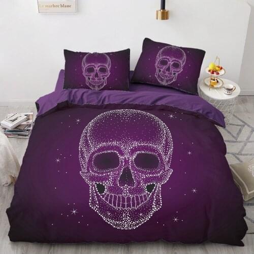 Simple Bedding Sets 3D Skull Purple Duvet Quilt Cover Set Comforter Bed Linen Pillowcase King Queen Full Double Home Texitle