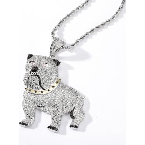 Rapper Bulldog Pendant 2 Colors 5A Micro Pave Zircon Necklaces Hip Hop Jewelry For Mens Gift
