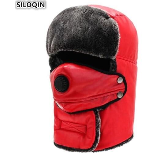 SILOQIN Mens Winter Hats Women Warm Bomber Hat With Mask Thick Velvet Novelty Couple cap New Winter Thermal Windproof Ski Caps