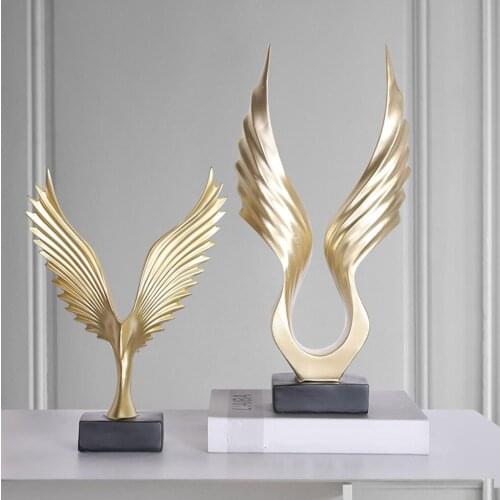 Angel Wing Statue Beautifully Resin Angel Wing Craftwork Sculpture Ornament Abstract Gold Eagle Decoration for Home Decor