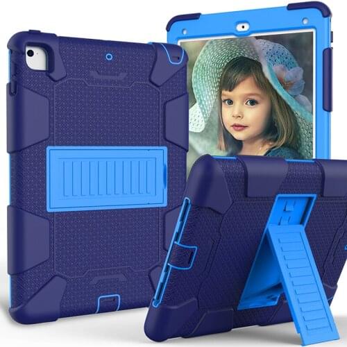 Heavy Duty Armor Shockproof Silicone+PC Hybrid Case Cover with Kickstand for Apple iPad 9.7 2017 New iPad 9.7 2018 Tablet+Stylus
