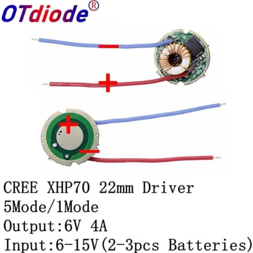 Cree XLamp XHP50 6V LED Driver 22MM DC7V-15V Input 2400mA Output 5Mode /1Mode For XHP50 LED Light Lamp