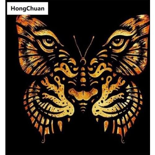 Tiger butterfly full square round 5d diy diamond painting diamond mosaic crafts diamond embroidery rhinestonedecoration new year