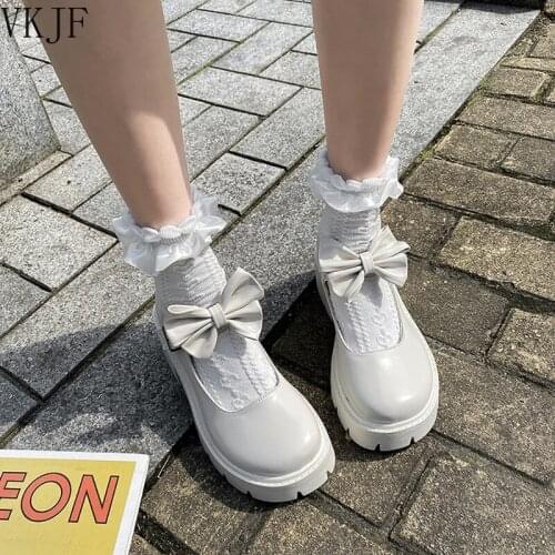 Women Shoes Harakuju Lolita JK Student Sweet Girls Mary Jane Shoes Japanese High Heels Round Toe Platform Shoes Pumps