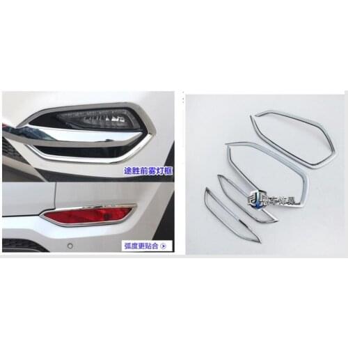Exterior ! For Hyundai Tucson 2016 2017 ABS Front + Rear Fog Light Lamp Molding Cover Trim 4 Pcs