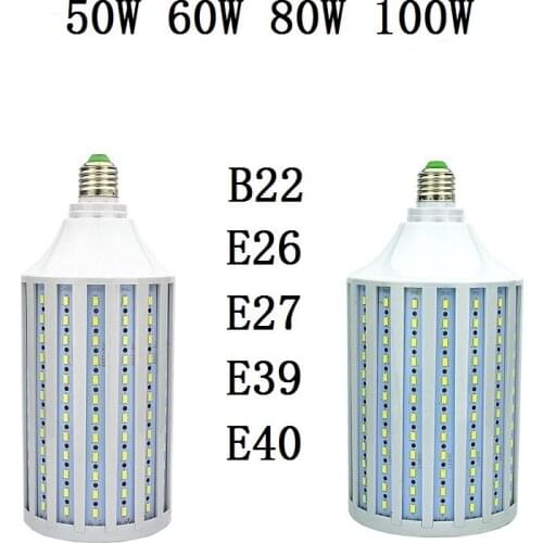 High Power E27 E26 B22 E39 E40 LED Bulb Light 40W 50W 60W 80W 100W Bombilla Corn Lamp Spotlight Lampada For Home Cold Warm White