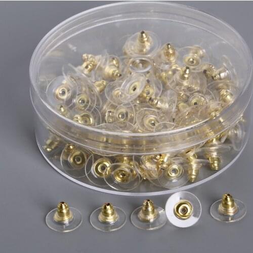 100Pcs High Quality 7x11mm Earring Findings Post Nuts Rhodium Gold Plated Stud Earring Stopper Plugs For DIY Jewelry Accessories