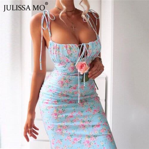 Julissa Mo Vintage Floral Print Ruched Bodycon Dress Sexy Hollow Out Bandage Women Long Dress Summer Off Shoulder Party Vestidos