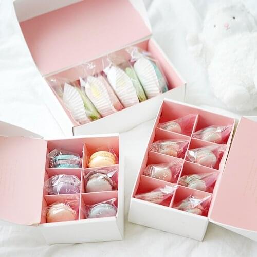 Japanese Style Cupcake Baking Boxes Window Open Cake Box Macaron Doggy Bag Muffin Box Window Opening Chocolate Packaging 10pcs
