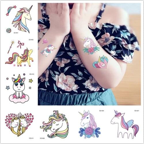10ps Rainbow Unicorn Party Decor Temporary Tattoo Sticker Baby Shower Unicorn Birthday Party Decorations Kids Gifts Party Favors
