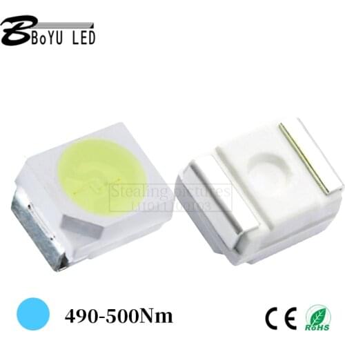 100pcs super bright 3528 1210 smd led lamp beads 3528 ice blue 3528 SMD light-emitting diode LED 3.0-3.2V 20mA 490-500nm