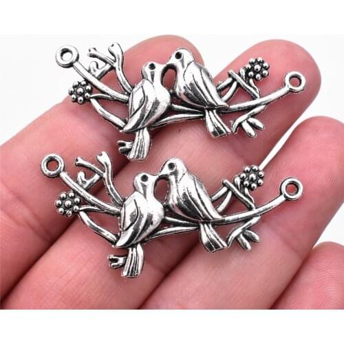 46*23mm 10pcs Antique Silver Plated Birds Pendants Connector Making DIY Handmade Jewelry