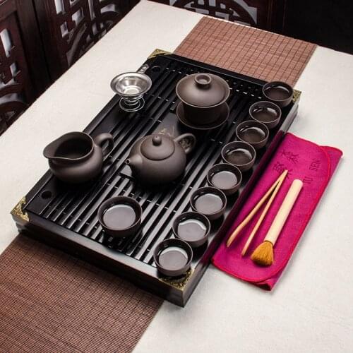 5 Chinese Kung Fu Tea Set Drinkware Purple Clay ceramic Binglie three options include Tea pot Cup Tureen Infuser TeaTray