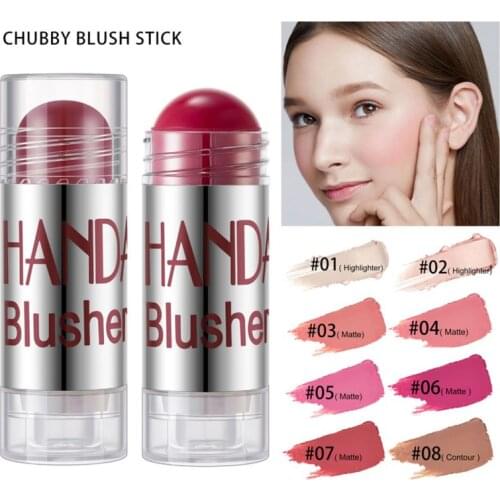 8 Colors Face Blusher Stick Powder Bronzer Contour Cream Cheek Blusher Shimmer Blush Stick Makeup Cosmetics