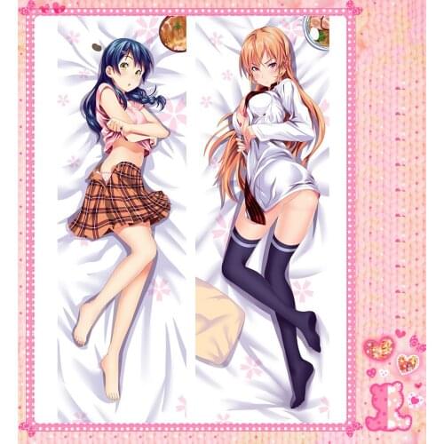 Anime Cartoon Shokugeki no Soma Double Bolster Hugging Pillow Case Pillow Cover Pillowcase Peach Skin 2 Way No.69010