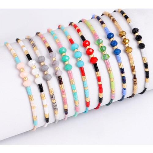 Bohemia Rice Beads Hand-Drawn Strings to Shrink Control Size Bohemian Style Resort Bracelet For Women Wholesale