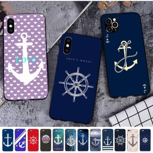 MaiYaCa Stripes Anchor Boat Ship Wheel Phone Case for iPhone 11 12 pro XS MAX 8 7 6 6S Plus X 5S SE 2020 XR cover