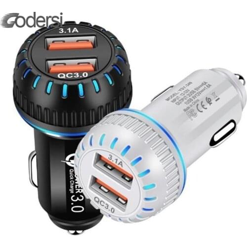Double Port USB Car USB Fast Charger Car Charger Adapter For iPhone Samsung QC3.0 Fast Charging USB Charger