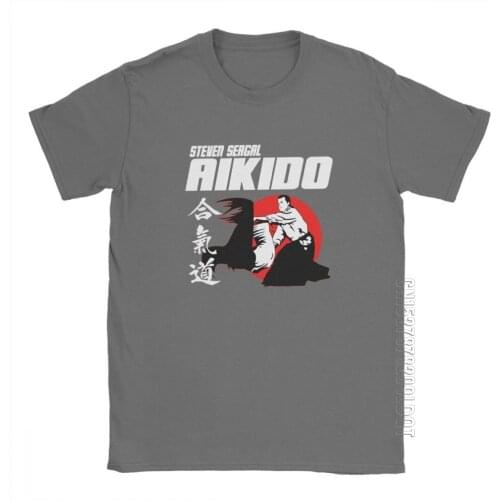 Aikido T-Shirt Martial Arts Japan Kanji Men Steven Seagal Vintage O Neck Male Tshirt Clothes Cotton Basic Tees T Shirts